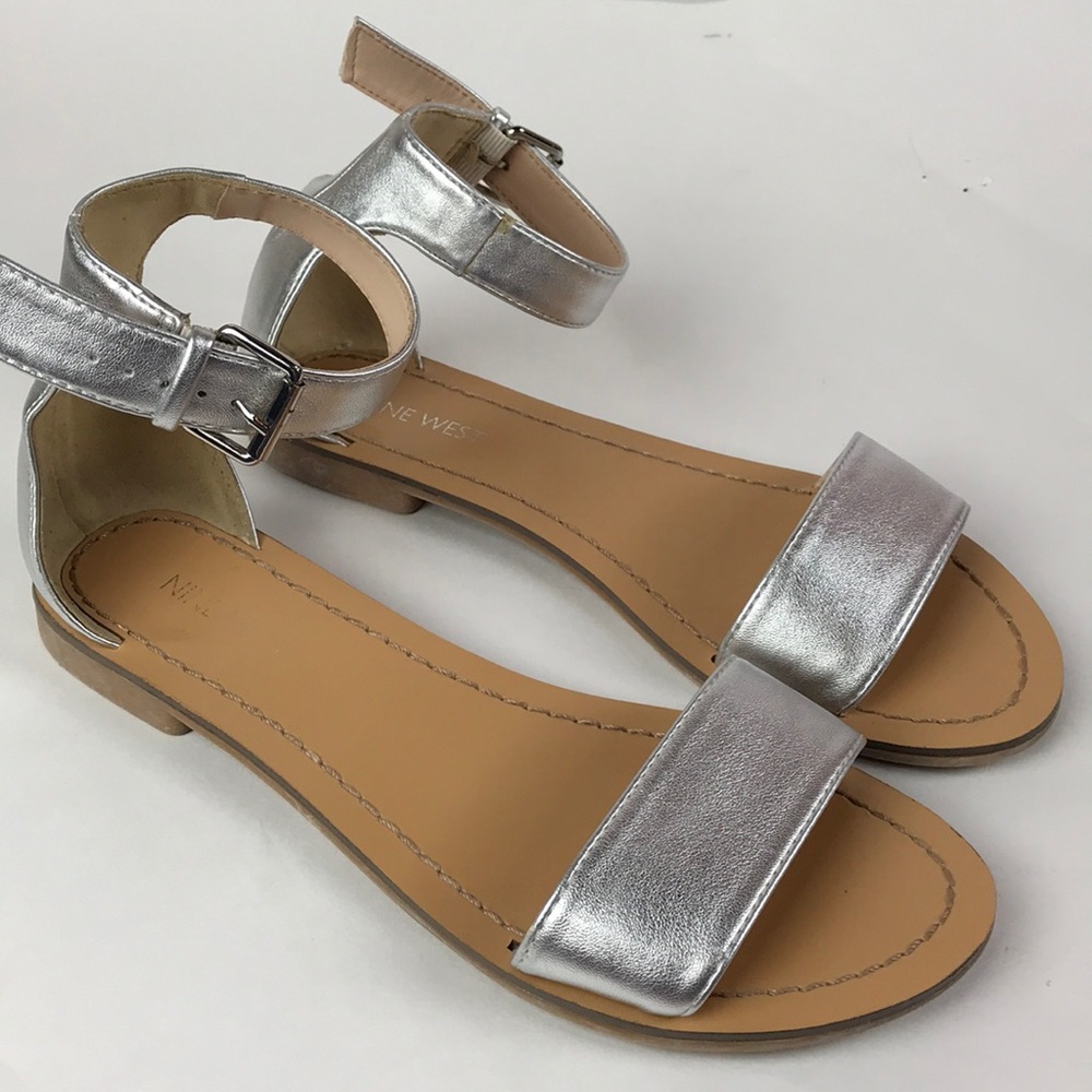 Nine West Silver Faris Sandals size 6.5 M
